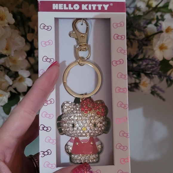 Hello Kitty Accessories - Hello Kitty Sparkling Bag Charm/ Keychain- Gold and Pink
